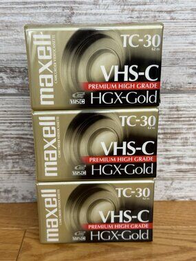 Sealed Lot of 3 Maxell HGX-Gold TC-30 VHS-C Camcorder Video Cassette Tapes